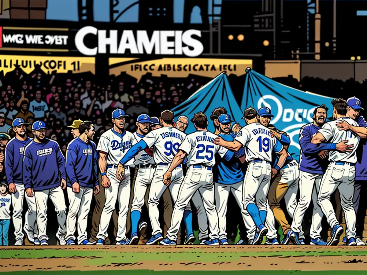 Los Angeles triumphs over the San Diego Padres with a score of 7-2, securing the NL West title at Dodger Stadium.