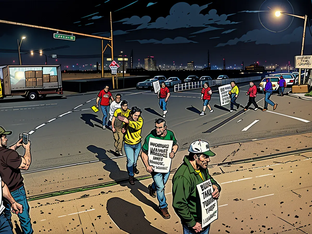 Protesting longshore workers assembled outside the Packer Avenue Marine Terminal Port in Philadelphia, Pennsylvania, on October 1.