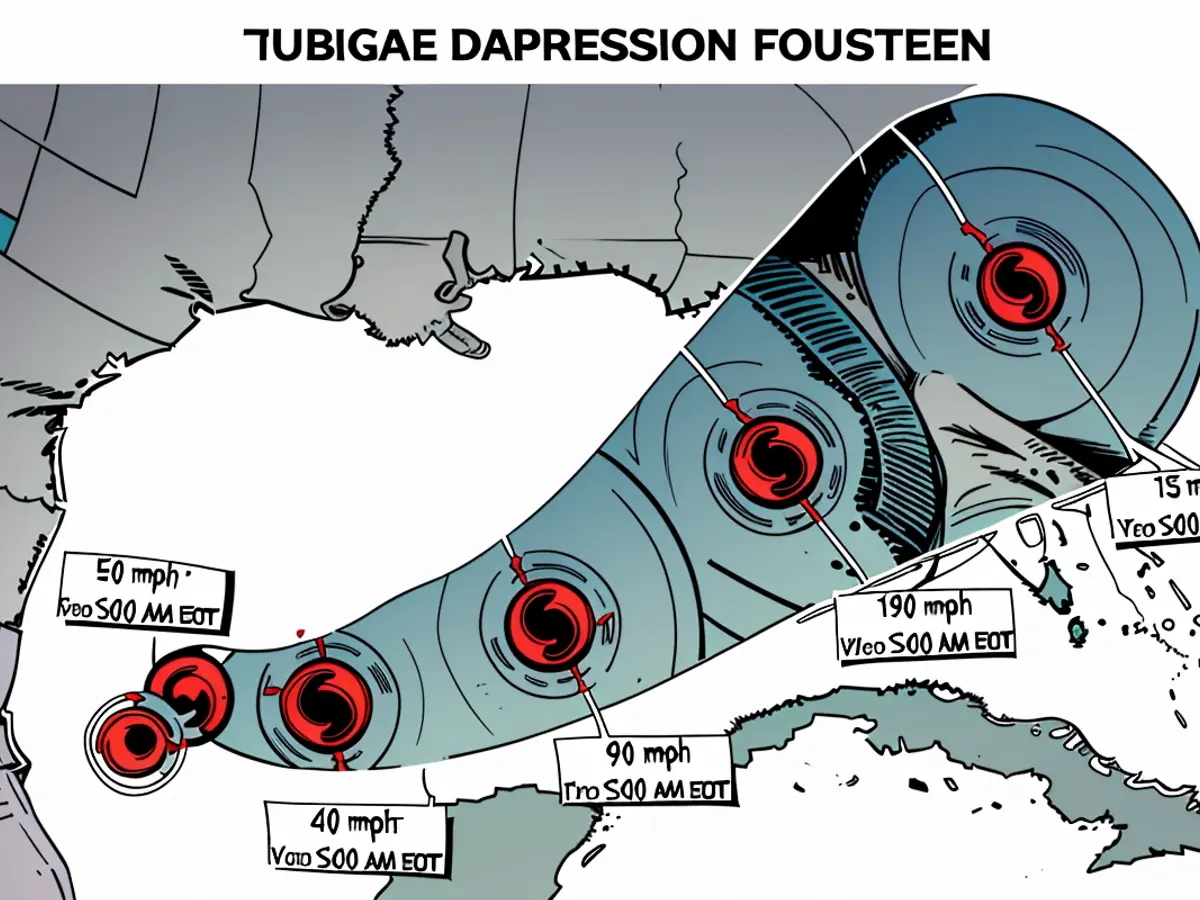 Presently, this represents the trajectory of the tropical depression.