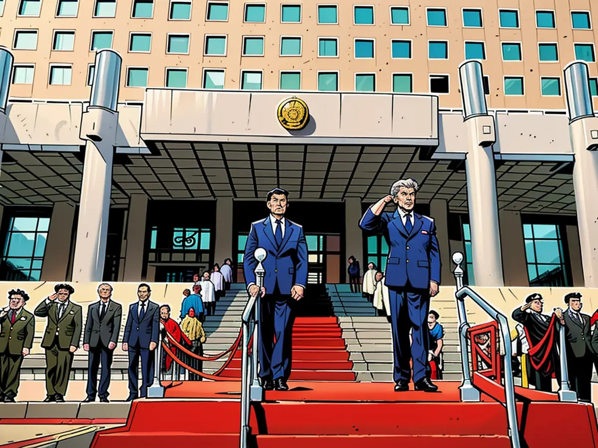 Defense Minister Dong Jun of China and Russian counterpart Andrei Belousov participate in a reception ceremony in Beijing.