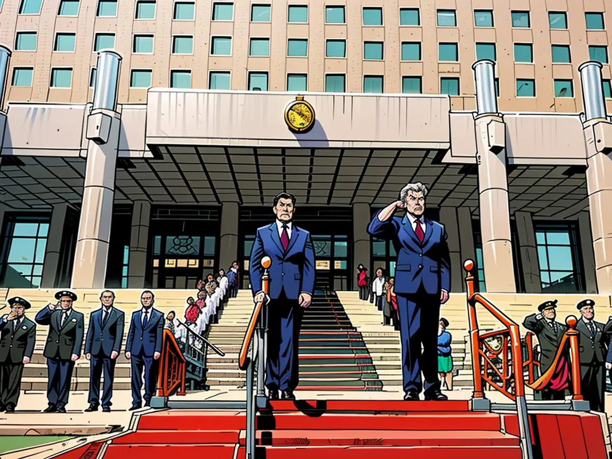 In Beijing, Chinese Defence Minister Dong Jun and his Russian counterpart, Andrei Beloussov, participated in a ceremonial welcome.