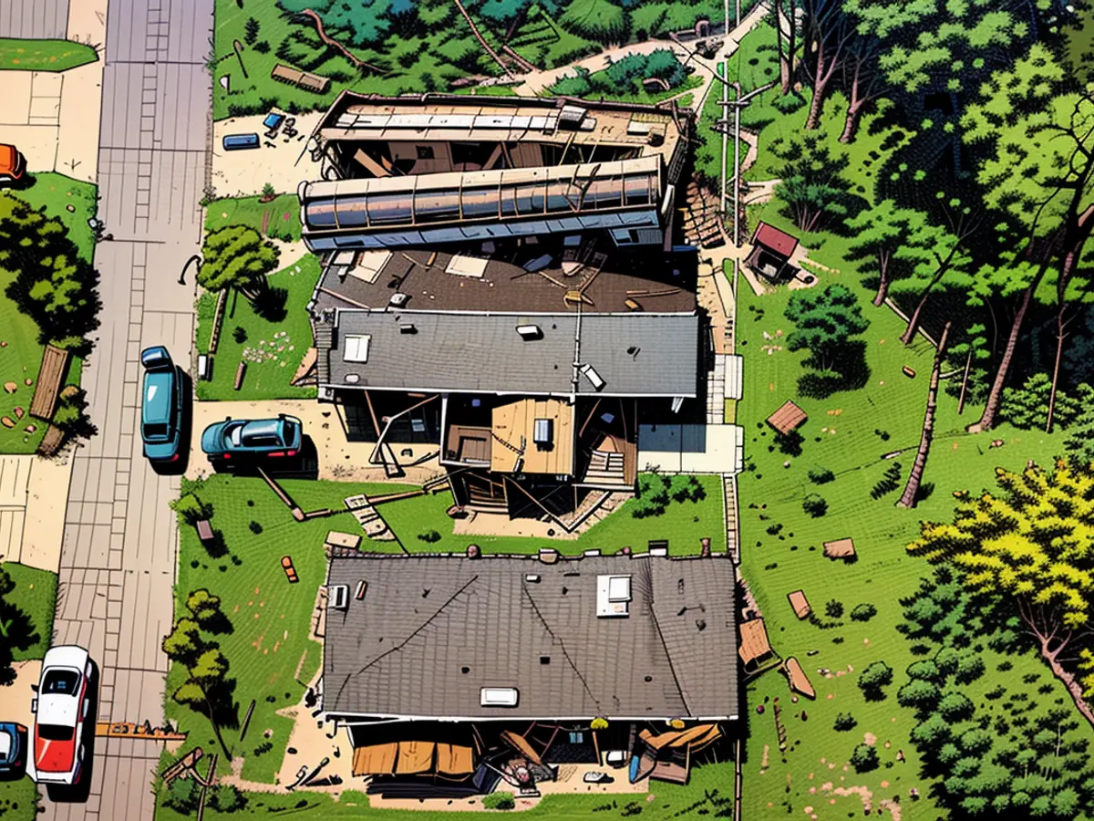 The trajectory of the tornado's destructive course in the vicinity of Brandi Clarke's residence.