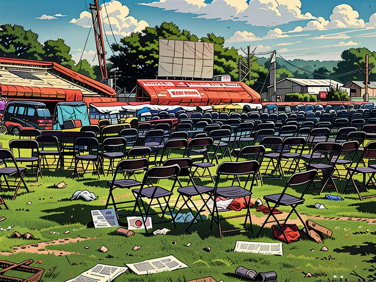 The location for the political rally in Butler, Pennsylvania, stood vacant and filled with waste on July 13, 2024.