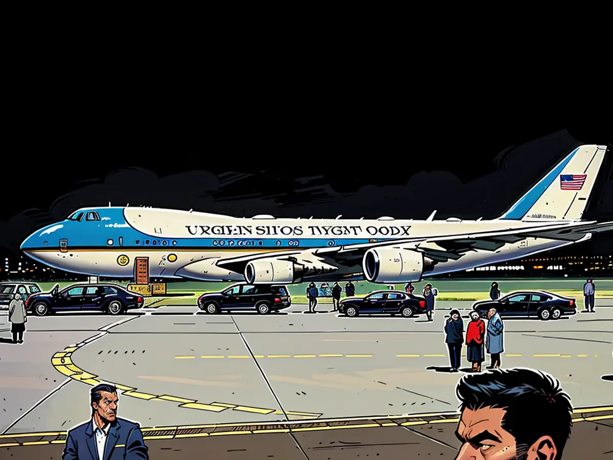 The presidential aircraft, identified as Air Force One, touched down in the country's primary metropolis on Thursday night. A scheduled departure back to the United States is set for Friday evening.