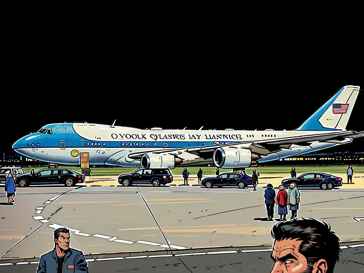 The Presidential aircraft, Air Force One, touched down in the city's center on Thursday evening. A return journey to the United States is scheduled for Friday evening.