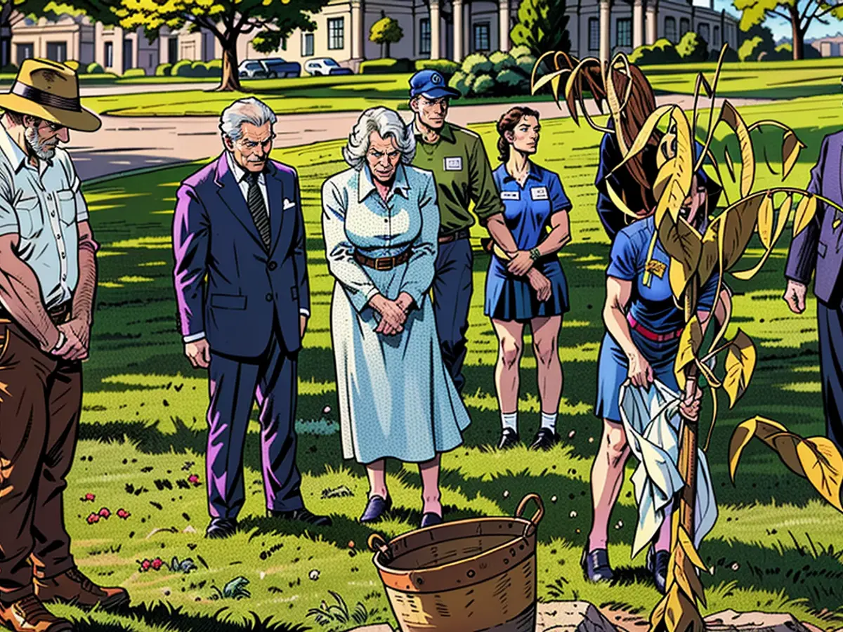 Monarchs Charles III and Camilla participate in a tree-planting ceremony at Government House in Yarralumla, occurring on October 21, 2024, within the capital city of Canberra, Australia.