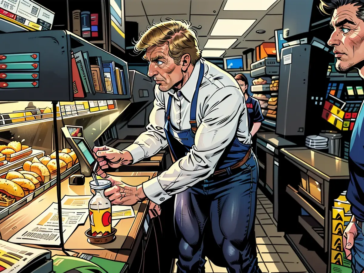 In an outing on October 20, 2024, ex-President Donald Trump can be seen serving at a McDonald's restaurant counter in Feasterville-Trevose, Pennsylvania.