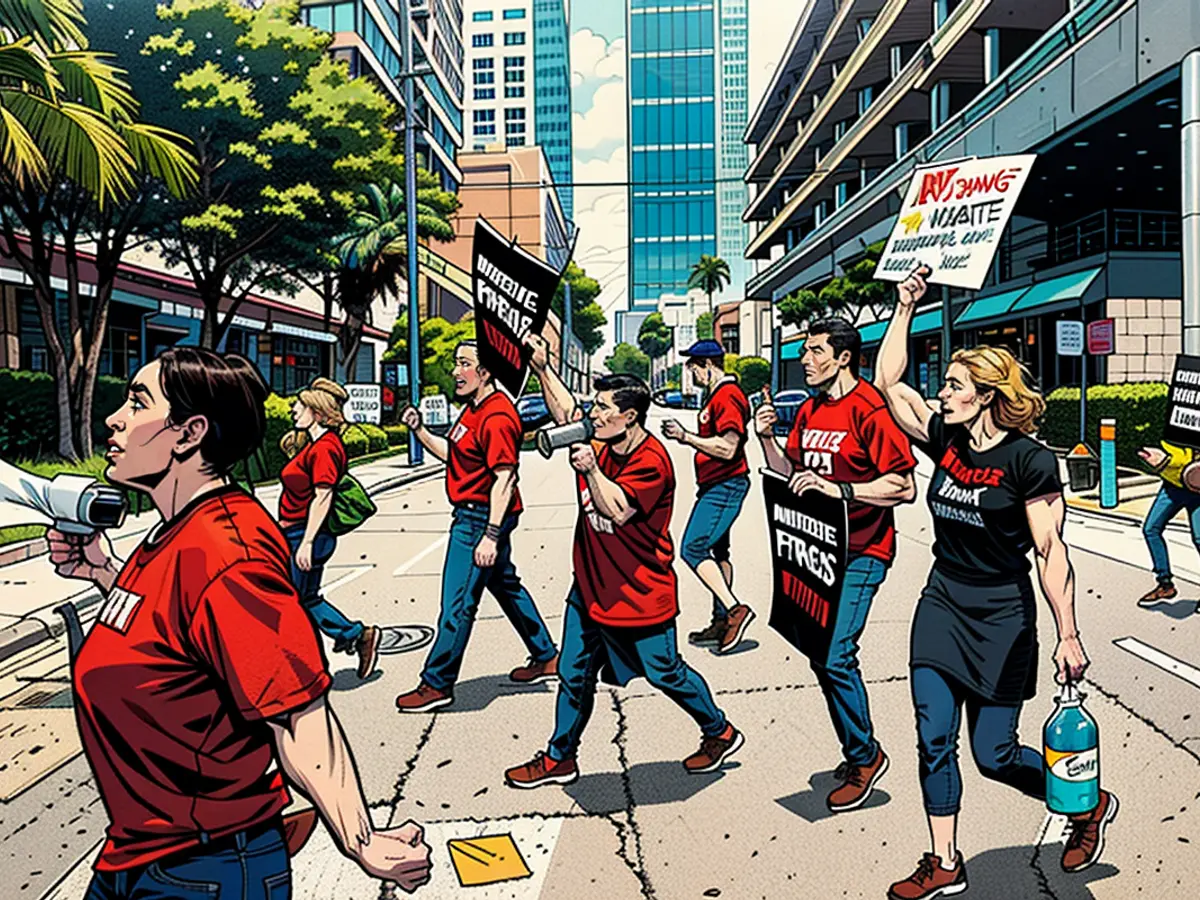 Workers from McDonald's lead a demonstration, advocating for an increase in their minimum wage to fifteen dollars an hour, in Fort Lauderdale, Florida, on May 19, 2021.