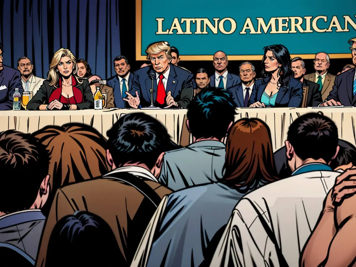 In 2024, on October 22, ex-President Donald Trump takes part in a discourse session at the Latino Summit, which takes place at Trump National Doral Golf Club.