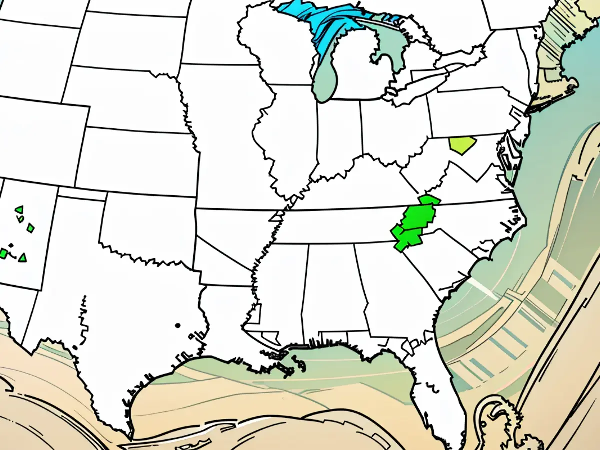 Each instance of a flash flood emergency warning issued by the National Weather Service is depicted in green here. The green figures signify regions at risk of flash flooding. Most of these areas are predominantly located in the Southeast. Updates made as of October 24.