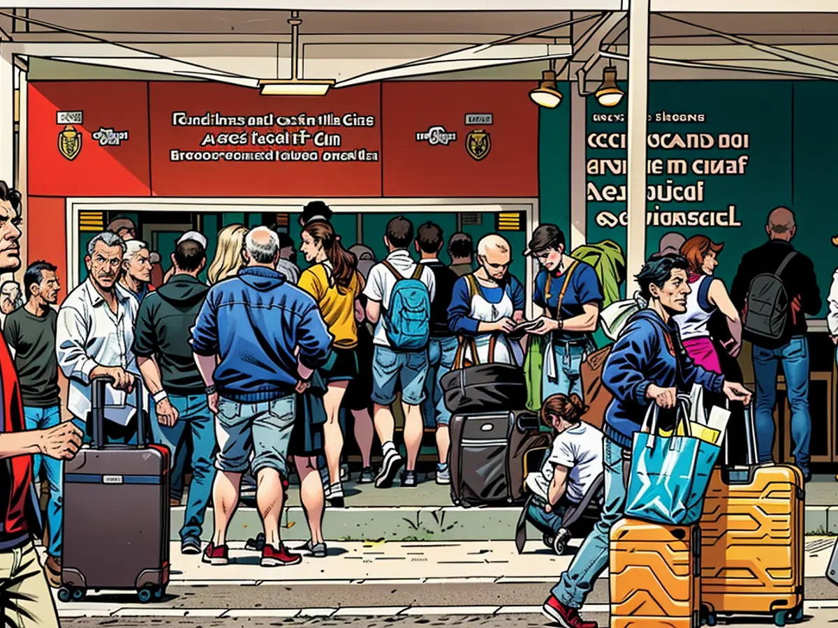 Crowds of tourists wait to fork over a daily entrance fee at a gateway leading to the Grand Canal in Venice, Italy, on May 1, 2024. Facing criticism for what is widely described as excessive tourism, Venice unveiled a novel fee for day-visitors. This groundbreaking initiative may serve as a test case, attracting attention from urban centers worldwide as they strive to reconcile the desires of tourists and locals. Photo Credit: Andrea Merola/Bloomberg via Getty Images (Paraphrased)