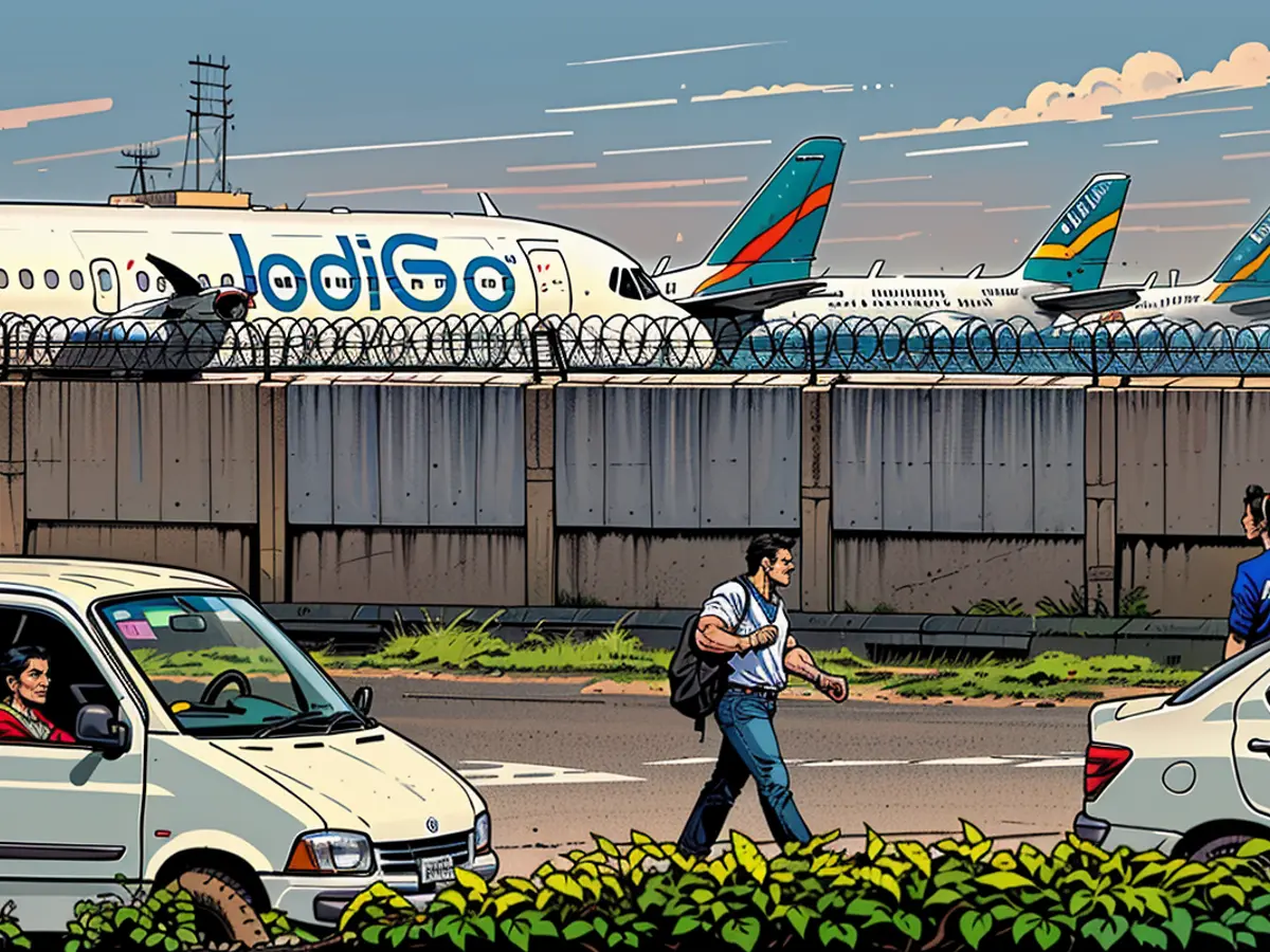 Aircraft belonging to IndiGo airline are spotted at Indira Gandhi International Airport in New Delhi, India, on October 23, 2024.