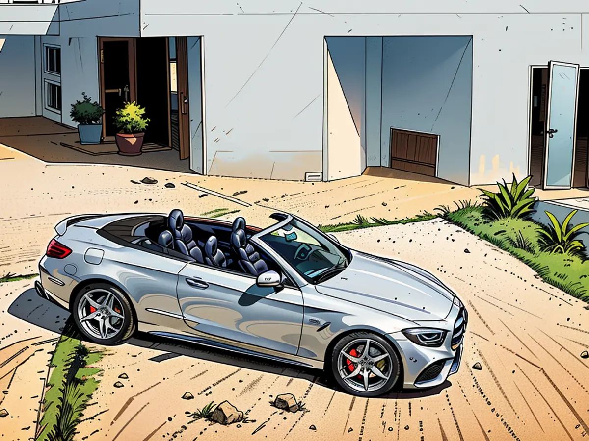 The luxury Mercedes-Benz AMG CLE 53 4MATIC+ Convertible has a capacity for up to four individuals.