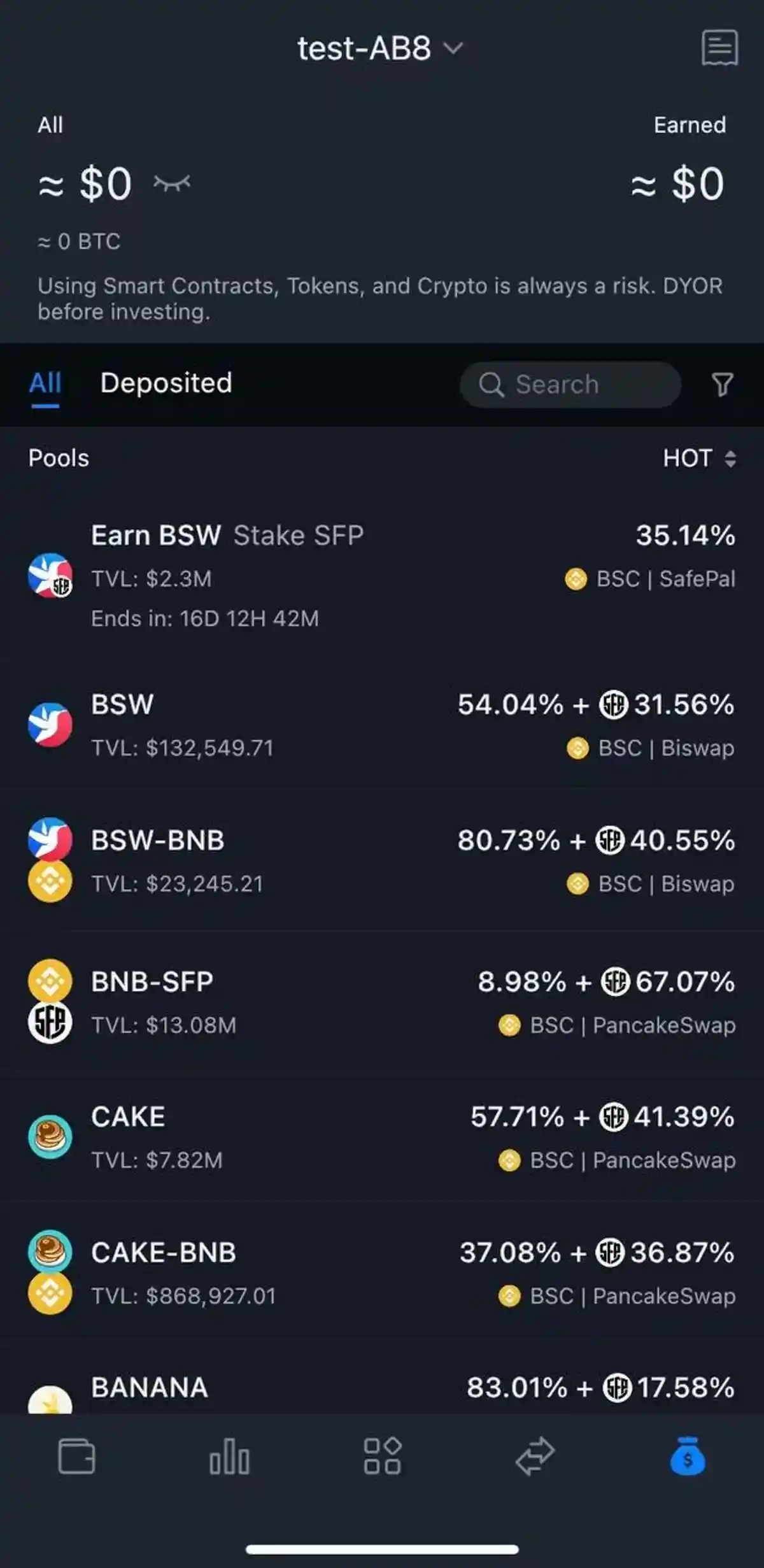 Приложение SafePal: стейкинг