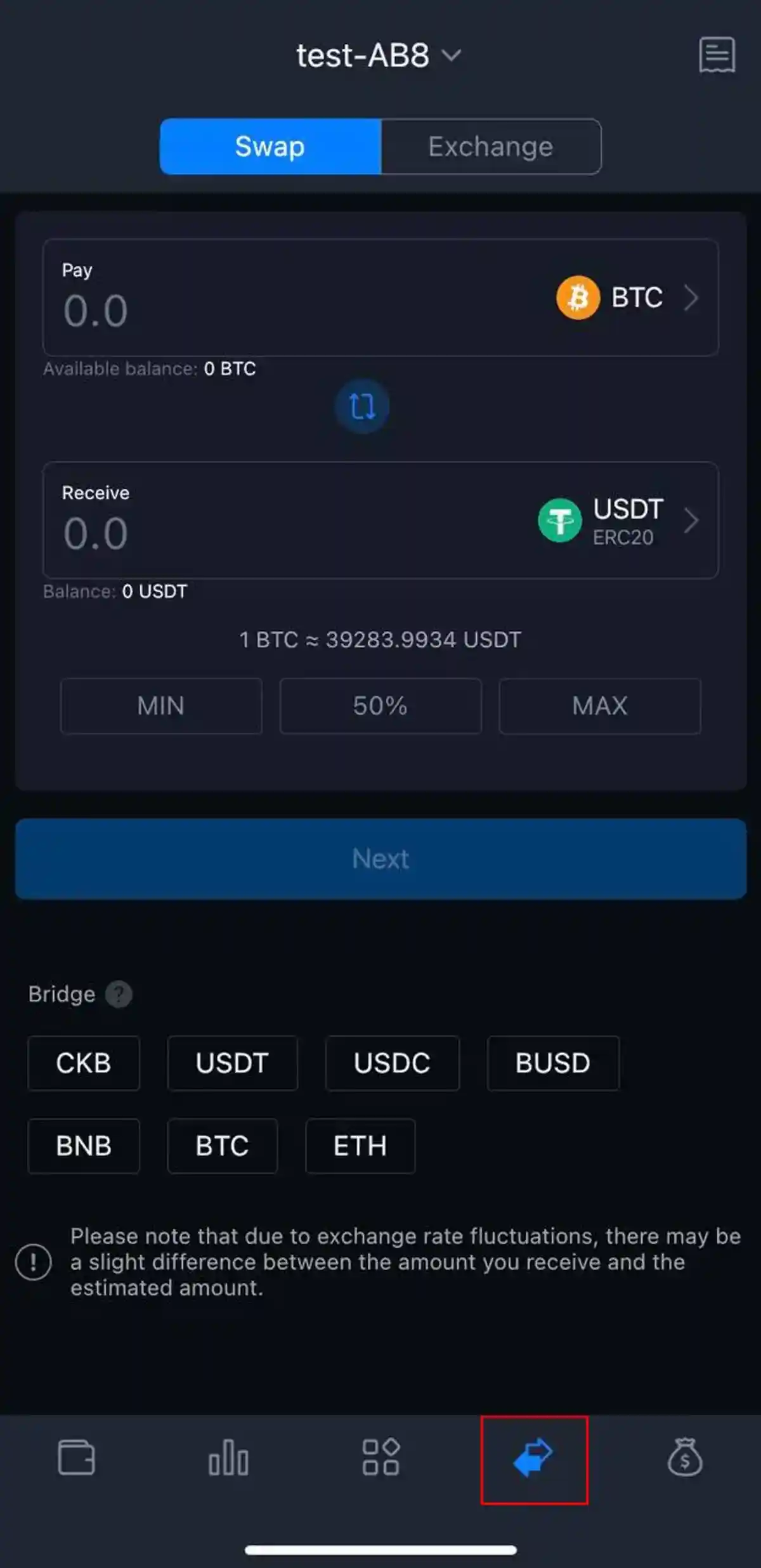 Приложение SafePal: обмен
